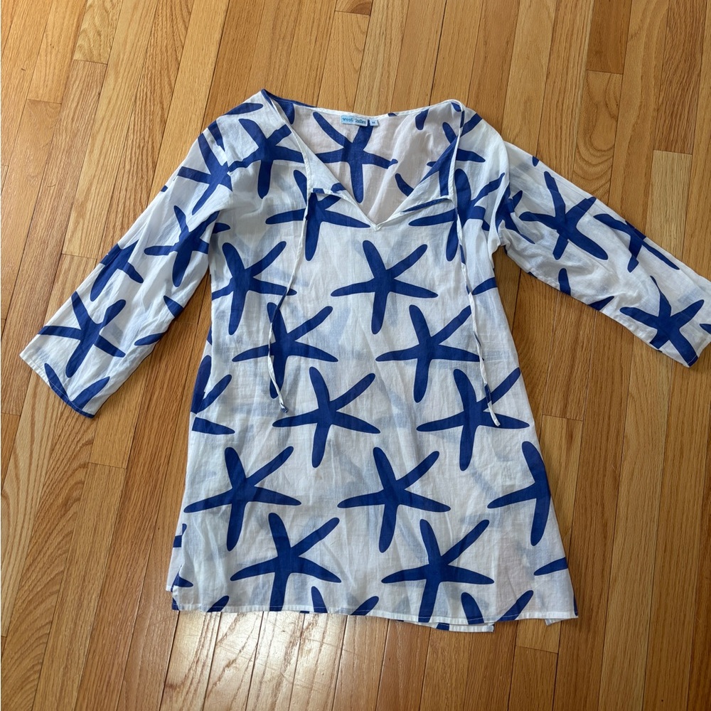 Blue Starfish Print Tunic/Beach Cover Up